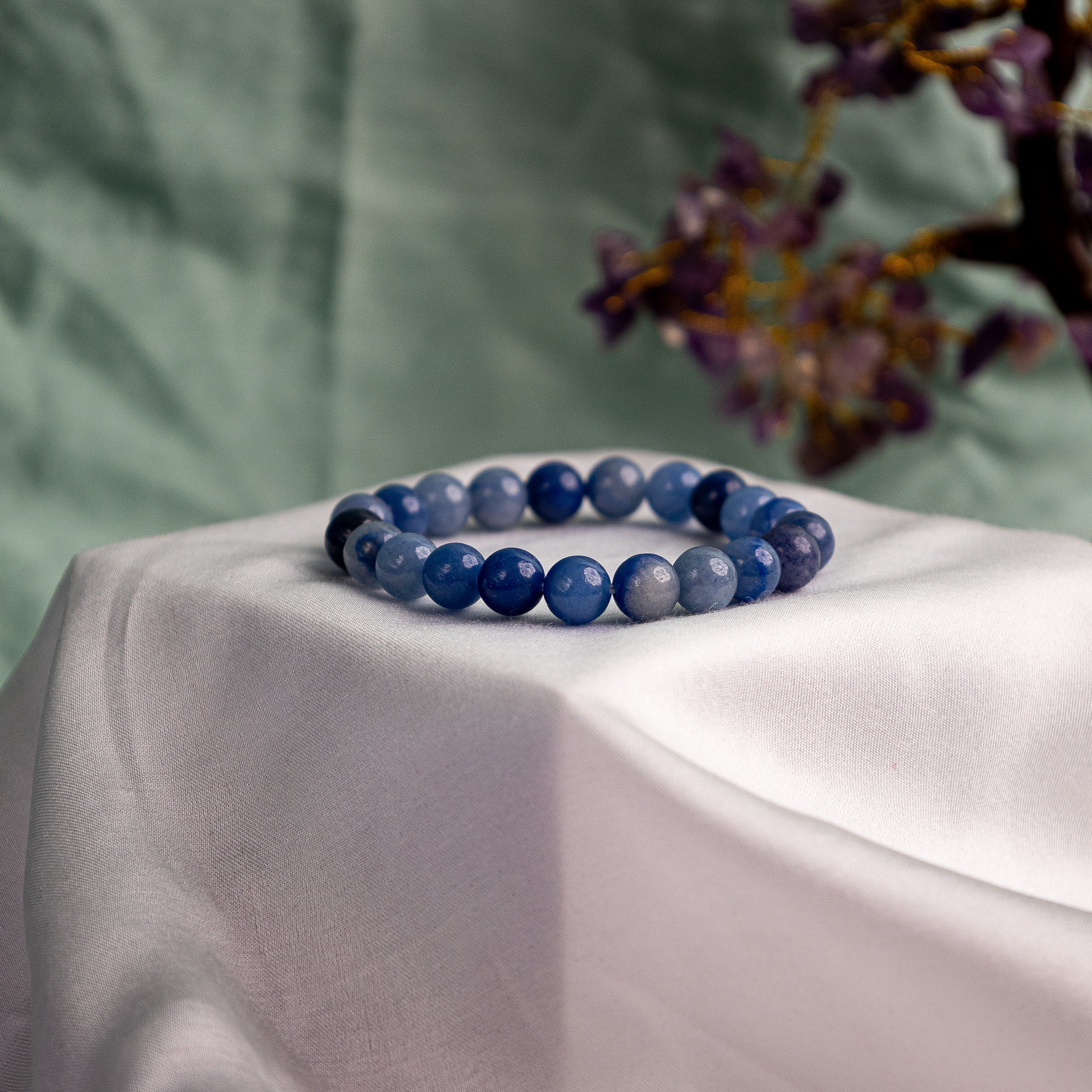 Improve Good Communication Skills: Blue Aventurine Bracelet - Abhimantrit & Certified